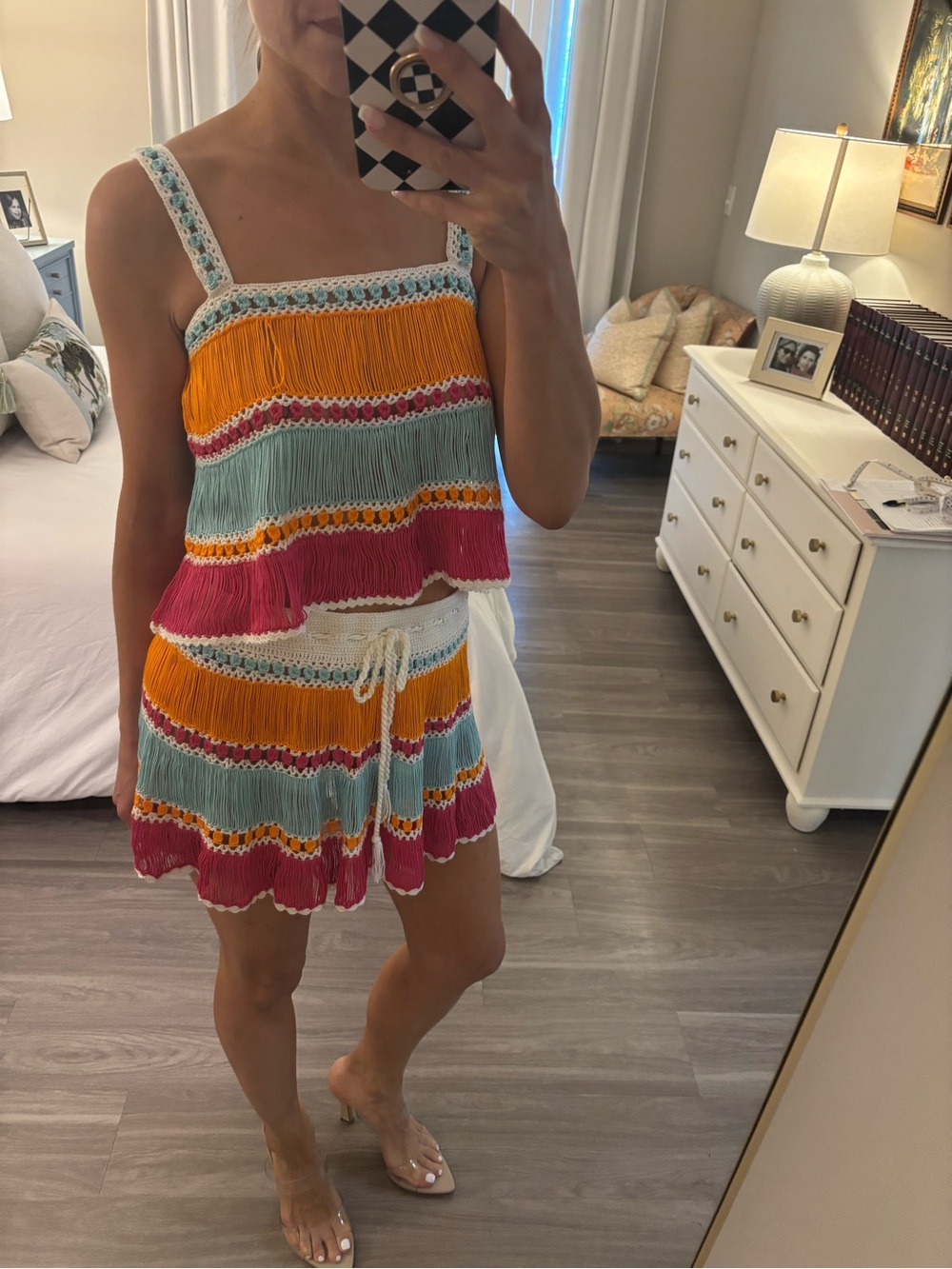 🧡 My Beachy Side Handmade Crochet Fringe Set — Top (M) / Skirt (S)